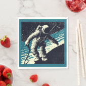 Serviette En Papier SF - Astronaut sur Spacewalk Woodcut 2 (En situation)