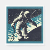 Serviette En Papier SF - Astronaut sur Spacewalk Woodcut 2 (Devant)