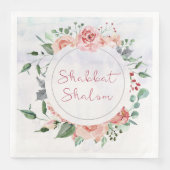 Serviette En Papier Shabbat Shalom Aquarelle Fleurs Shabbos (Devant)