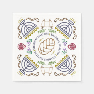 Serviette En Papier Shabbat Shalom Cocktail moderne serviettes
