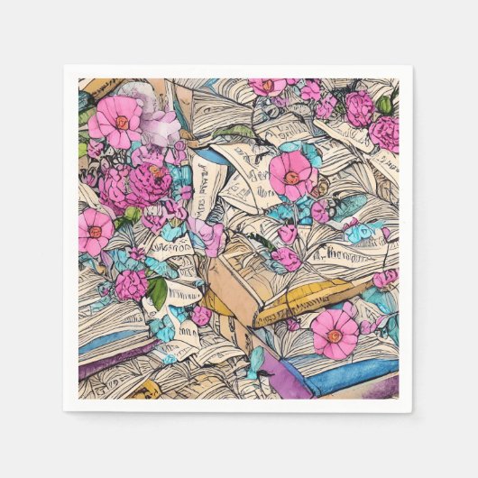 Serviette En Papier Shabby Chic Book File Illustration Napkins (Devant)