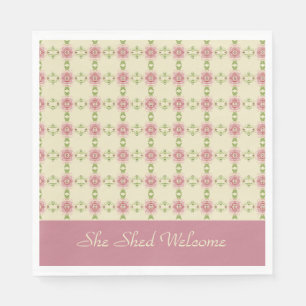 Serviette En Papier Shabby Chic Dusty Rose Motif Floral