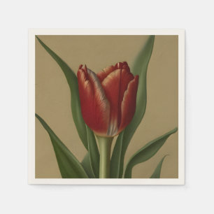 Serviette En Papier Shabby Chic Jolie Tulipe Rouge