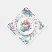 Serviette En Papier Shabby chic rose et Turquoise Floral Party (Coin)