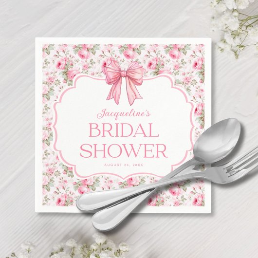 Serviette En Papier Shabby Chic Rose Ruban Mariage Shower