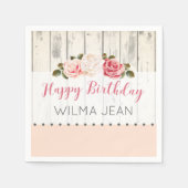 Serviette En Papier Shabby Chic Rose Rustique Bois Personnalisé Annive (Devant)