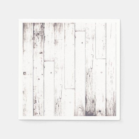Serviette En Papier Shabby Chic White Wood Rustic Farmhouse Party (Devant)