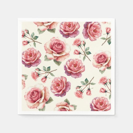 Serviette En Papier Shabby Pink Roses Forever (Devant)