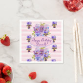 Serviette En Papier Shabby Rose Rose Floral Tea Party Purple Papier Pl (En situation)