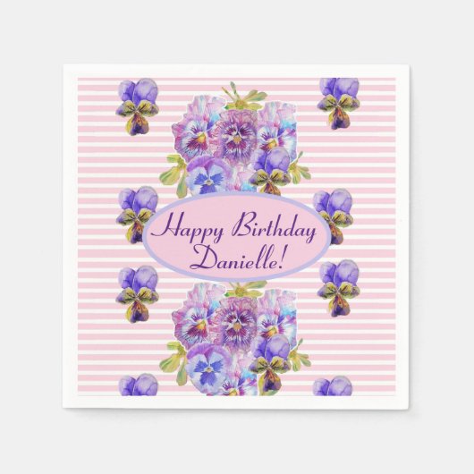 Serviette En Papier Shabby Rose Rose Floral Tea Party Purple Papier Pl (Devant)