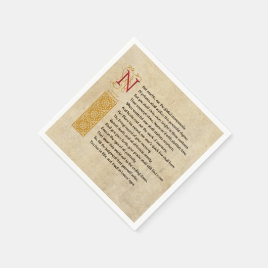 Serviette En Papier Shakespeare Sonnet 55 (LV) sur Parchemin (Coin)