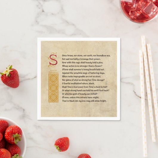 Serviette En Papier Shakespeare Sonnet 65 (LXV) sur Parchemin (En situation)