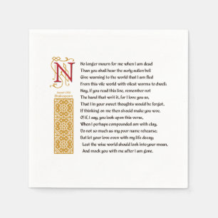 Serviette En Papier Shakespeare Sonnet 71 (LXXI) sur Parchemin
