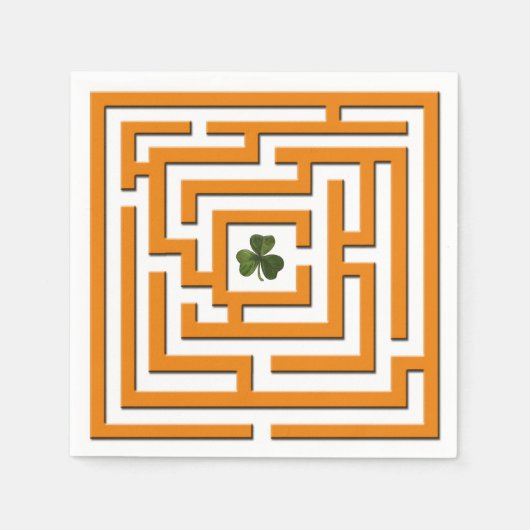 Serviette En Papier Shamrock au défi Orange Labyrinth (Devant)