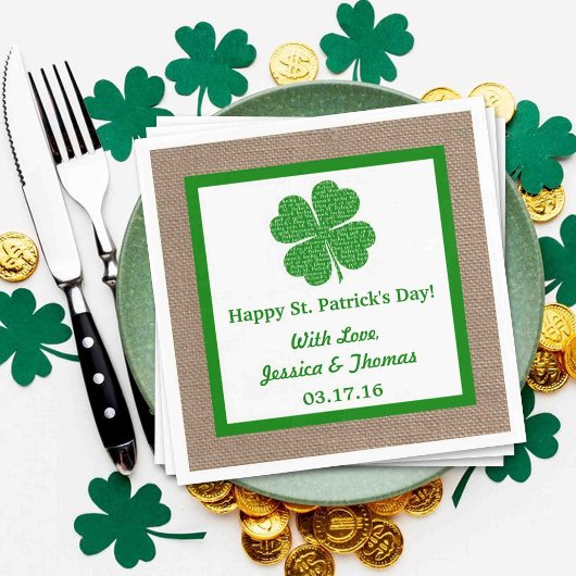 Serviette En Papier Shamrock & Burlap St. Patrick's Day