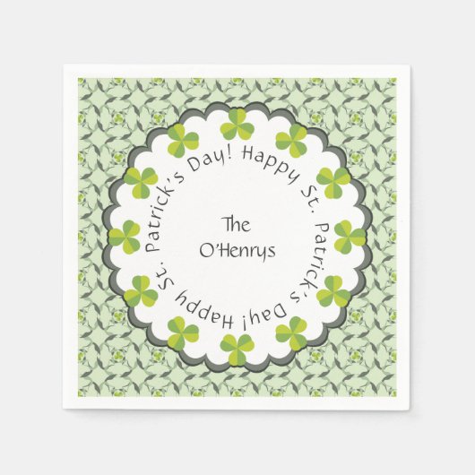 Serviette En Papier Shamrock celte St. Patrick's Day Personnalisé (Devant)