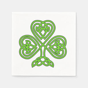 Serviette En Papier Shamrock celtique de noeud sur le blanc