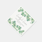 Serviette En Papier Shamrock Chanceux en Amour Réception de Mariage (Coin)