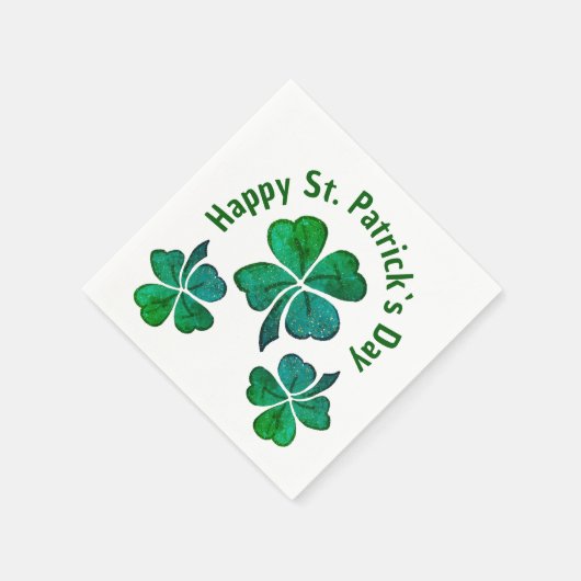 Serviette En Papier Shamrock Clover Green St Patrick`s Day Party (Coin)