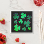 Serviette En Papier Shamrock Clover Irlande Irish Modern Green & Black (En situation)