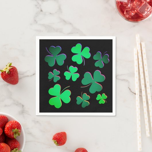 Serviette En Papier Shamrock Clover Irlande Irish Modern Green & Black (En situation)