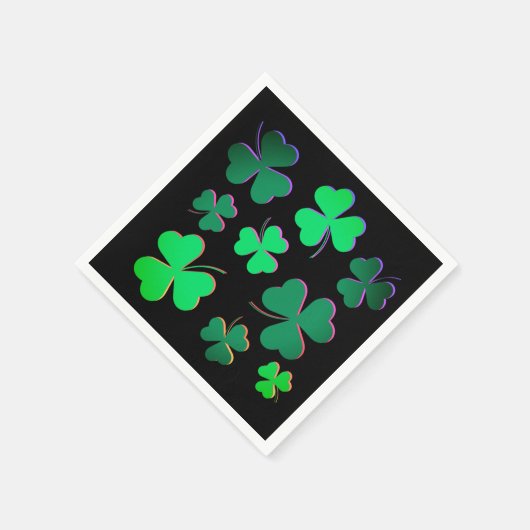 Serviette En Papier Shamrock Clover Irlande Irish Modern Green & Black (Coin)