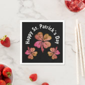 Serviette En Papier Shamrock Clover rose noir Saint Patrick`s Day (En situation)