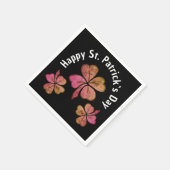 Serviette En Papier Shamrock Clover rose noir Saint Patrick`s Day (Coin)
