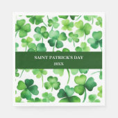 Serviette En Papier Shamrock d'aquarelle verte Jour de la Saint Patric (Devant)