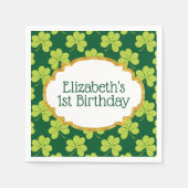 Serviette En Papier Shamrock de Clover Vert mignon Anniversaire Motif (Devant)