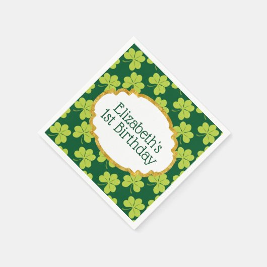 Serviette En Papier Shamrock de Clover Vert mignon Anniversaire Motif (Coin)