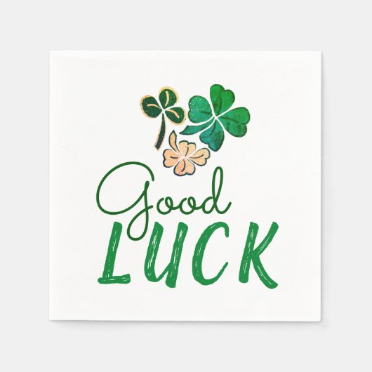 Serviette En Papier Shamrock de fermeture à quatre feuilles vert (Devant)