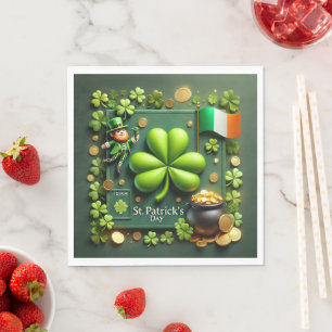 Serviette En Papier Shamrock de la Saint Patrick et Leprechaun