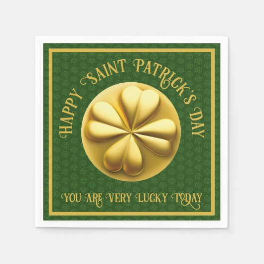 Serviette En Papier Shamrock doré personnalisé Saint Patrick's Day (Devant)