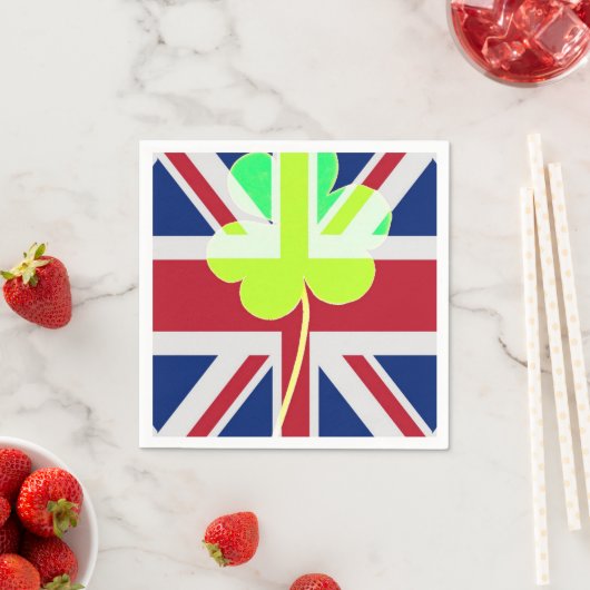 Serviette En Papier Shamrock du drapeau irlandais britannique Clover S (En situation)
