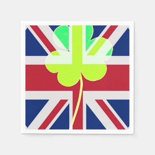 Serviette En Papier Shamrock du drapeau irlandais britannique Clover S (Devant)