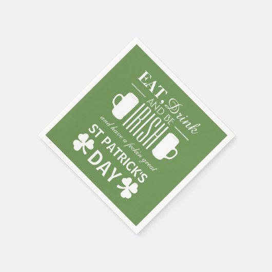 Serviette En Papier Shamrock et bière irlandaise St Patrick's Day (Coin)