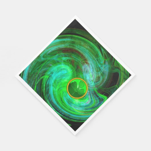 Serviette En Papier SHAMROCK Jour de la Saint Patrick EN FRACTAUX VERT (Coin)