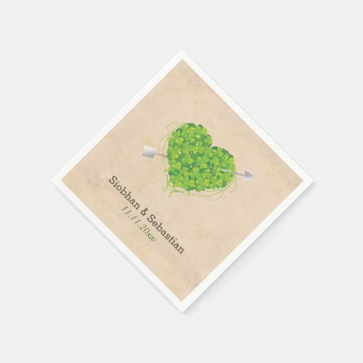 Serviette En Papier Shamrock Mariage irlandais Heart (Coin)