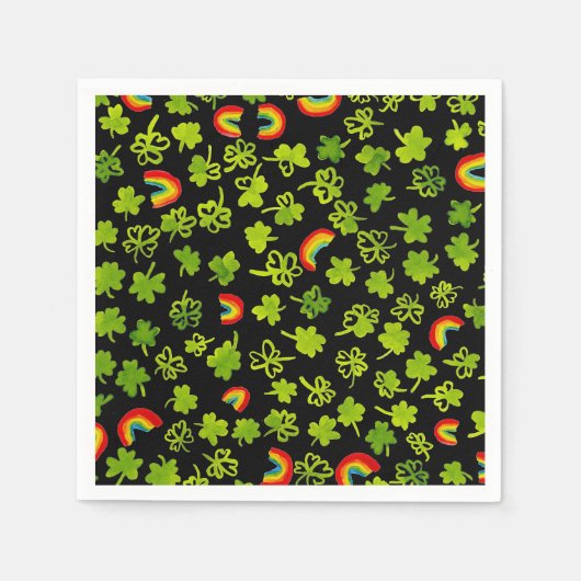 Serviette En Papier Shamrock Rainbows Watercolor Irlande ST PATRICK (Devant)