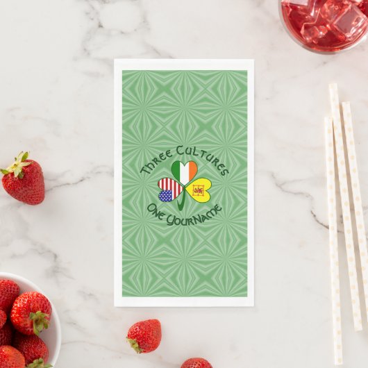 Serviette En Papier Shamrock Scot Lion Ireland USA Flags Personalized (En situation)