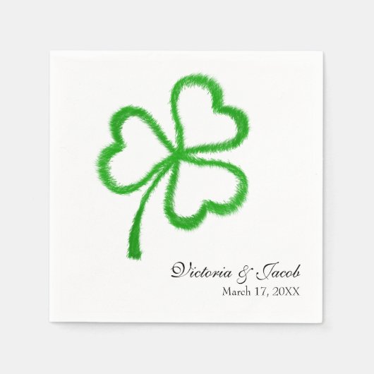 Serviette En Papier Shamrock St. Patricks Green Heart Mariage (Devant)