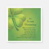 Serviette En Papier Shamrock vert d'Irlande Blessings (Devant)