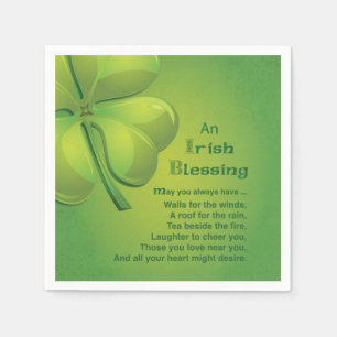 Serviette En Papier Shamrock vert d'Irlande Blessings
