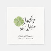 Serviette En Papier Shamrock vert Lucky en Fête des mariées d'amour (Devant)