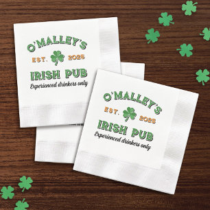 Serviette En Papier Shamrock Votre Nom Slogan Year Est. Irish Pub