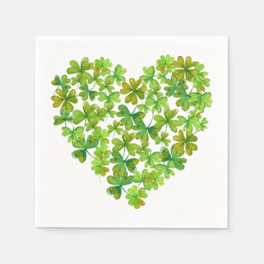 Serviette En Papier Shamrocks dans un coeur (Devant)