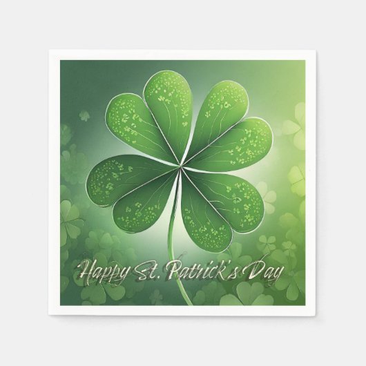 Serviette En Papier Shamrocks verts Bonne St. Patrick's Day (8) c (Devant)