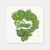 Serviette En Papier Shamrocks verts | Coeurs étincelants Shainte (Devant)