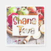 Serviette En Papier Shana Tova - Rosh Hashanah avec pommes et miel (Devant)